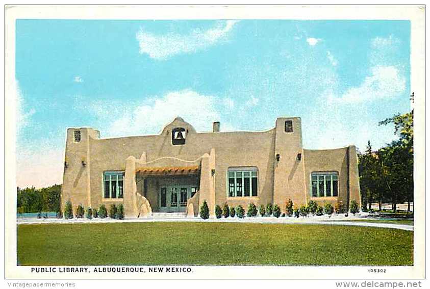 220587-New Mexico, Albuquerque, Public Library, Curt Teich No 105302 - Albuquerque