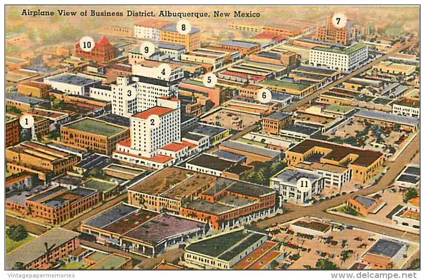 220589-New Mexico, Albuquerque, Airplane View Of Business District, Alfred McGarr No AN-11 - Albuquerque