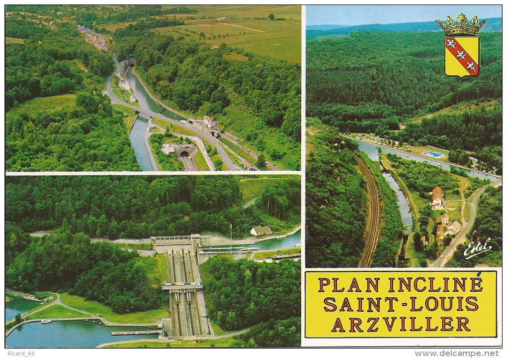 Cpsm St Louis-arzviller, Canal De La Marne Au Rhin, Le Plan Incliné Transversal, Armoiries - Arzviller