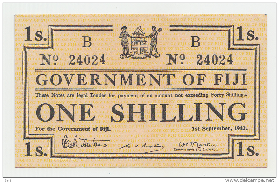 Fiji 1 Shilling 1942 AUNC+ P 49b  49 B - Fidji