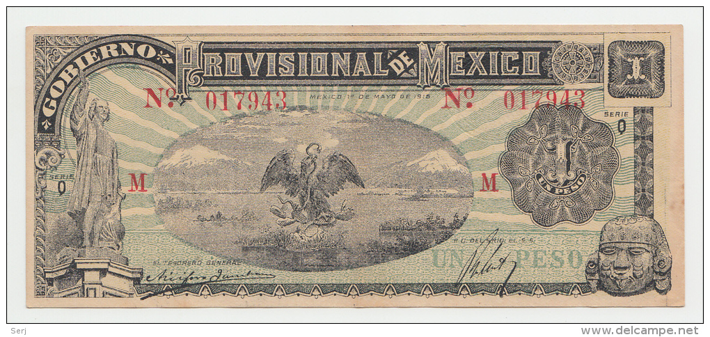 Mexico 1 Peso 1916 XF Banknote P S709 - Mexique