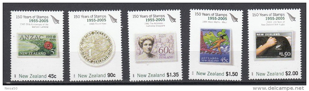 Nieuw-Zeeland 2005 Mi Nr 2257-2261 150 Jaar Postzegels; Stamp On Stamp - Nuevos