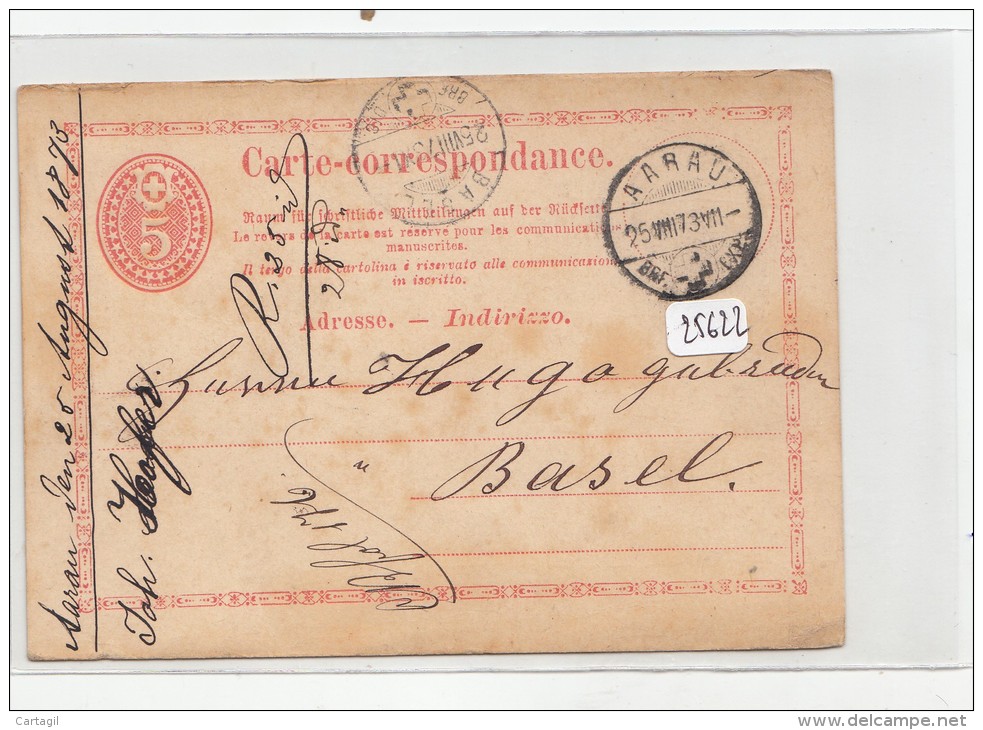 Philatélie - Suisse - Entier Postal  Aarau   Circulé Le 25.08.1873 - Interi Postali