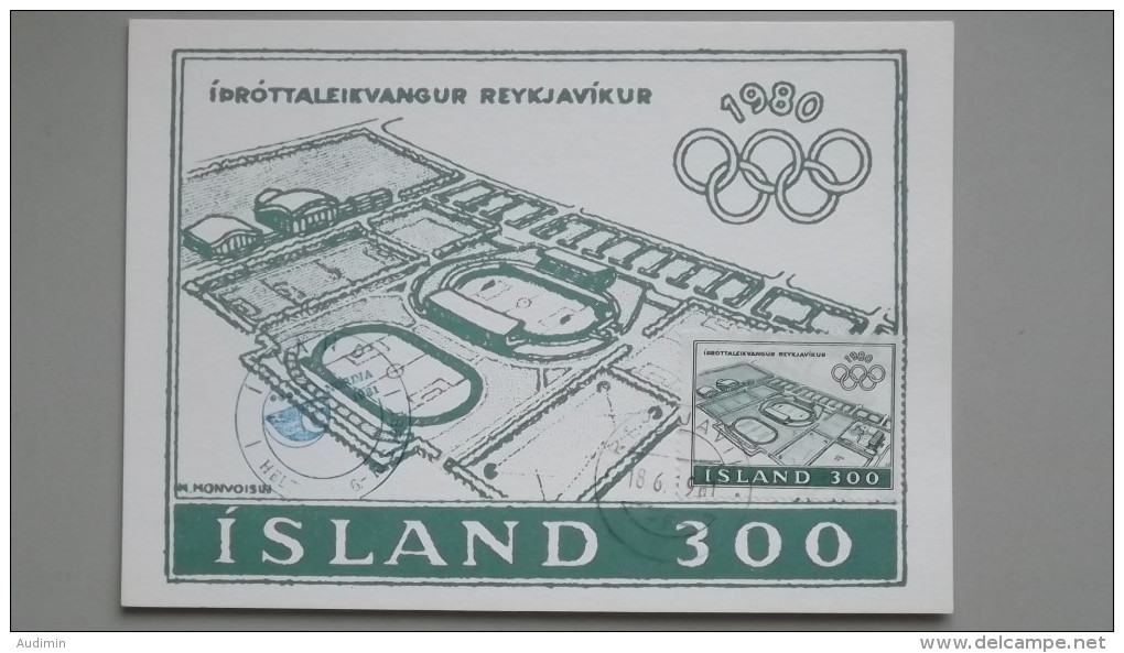 Island 555 YT 508 SG 589 FA 592 Maximumkarte MK/MC, SST NORDIA 1981, Olympische Sommerspiele, Moskau - Maximum Cards