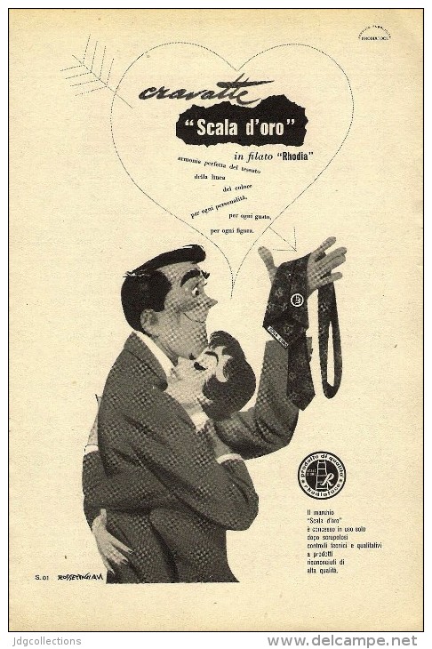 # CRAVATTE SCALA D´ORO RHODIATOCE 1950s Advert Pubblicità Publicitè Reklame Ties Cravates Corbatas Krawatte - Cravatte
