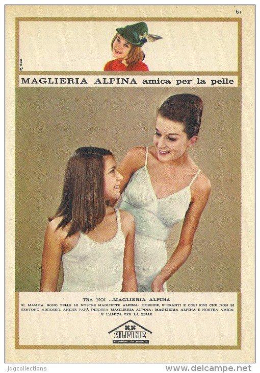 # MAGLIERIA ALPINA 1950s Advert Pubblicità Publicitè Reklame Underclothes Lingerie Ropa Intima Unterkleidung - Encaje