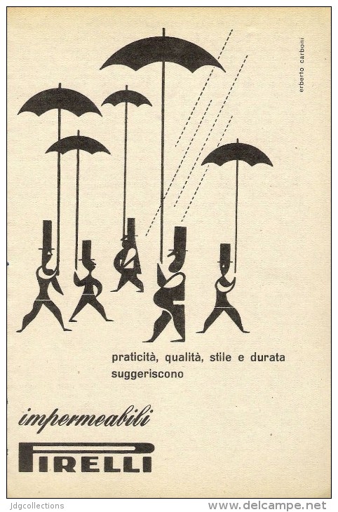 # IMPERMEABILI PIRELLI 1950s Advert Pubblicità Publicitè Reklame Impermeables Raincoats - Accessori