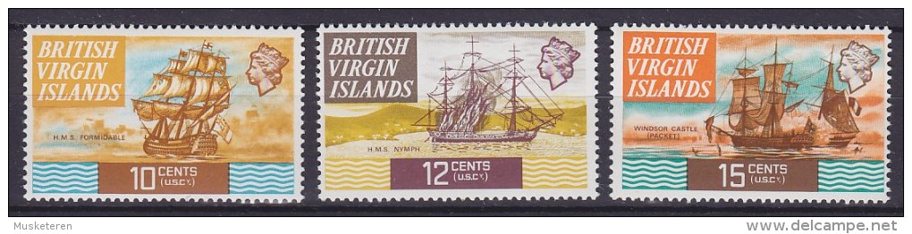 British Virgin Islands 1970 Mi. 210-12 X A 10-15 C Schiffe Ships "Formidable", "Nymph" & "Windsor Castle" Perf. 13½ MH* - British Virgin Islands