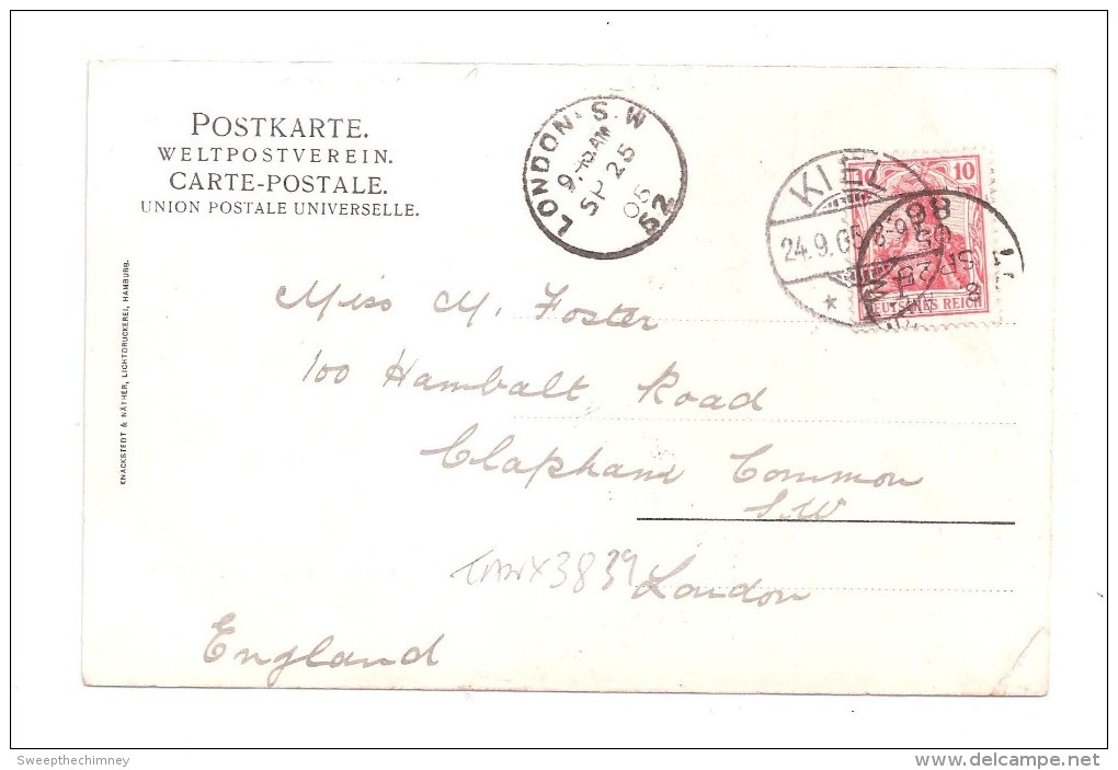 AK Kiel, Nieman's Weg  KIEL POSTMARK + LONDON SW RECEIVING POSTMARK POSTAL HISTORY - Kiel