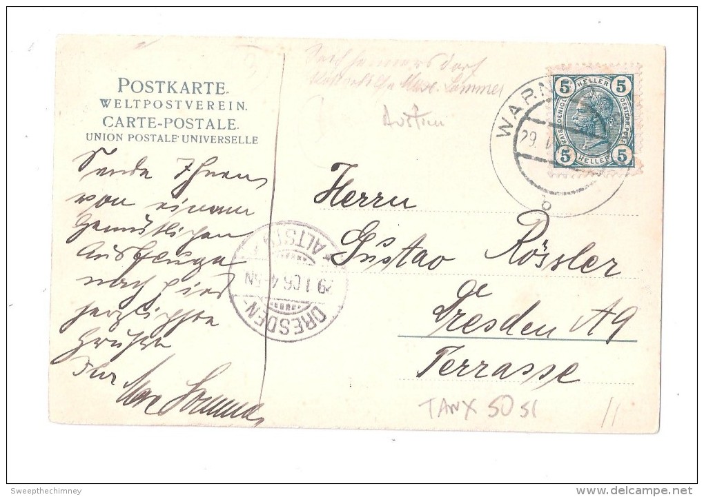 WARNSDORF - Burgbergwarte POSTMARK + DRESDEN POSTMARK Tschechische Republik Tschechien - Bohemen En Moravië