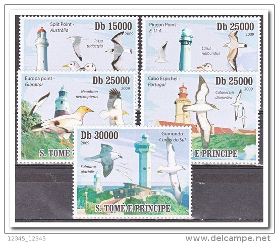 Sao Tome E Principe 2009 Postfris MNH, Birds, Lighthouses - Sao Tome En Principe