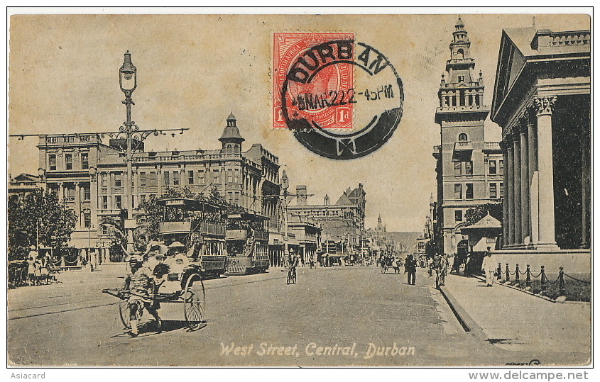 Durban West Street Central P. Used Tramway Tram To Beira Mozambique National Bank Of South Africa - Afrique Du Sud