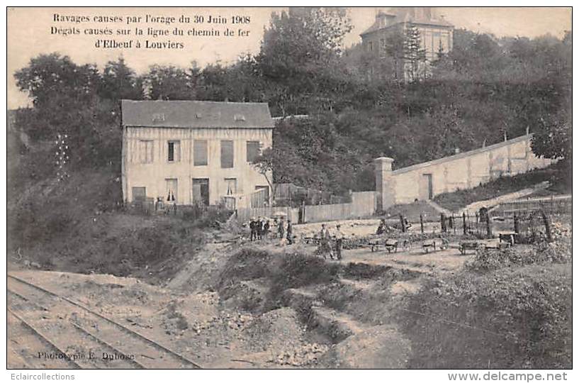 Elbeuf   76   Orage Du  30 Juin 1908   Ligne Chemin Fer Elbeuf Louviers (pli) - Elbeuf