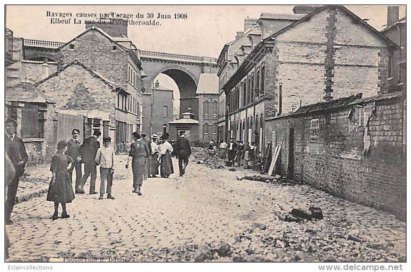 Elbeuf   76   Orage Du  30 Juin 1908   Rue Du Bourgtheroulde - Elbeuf