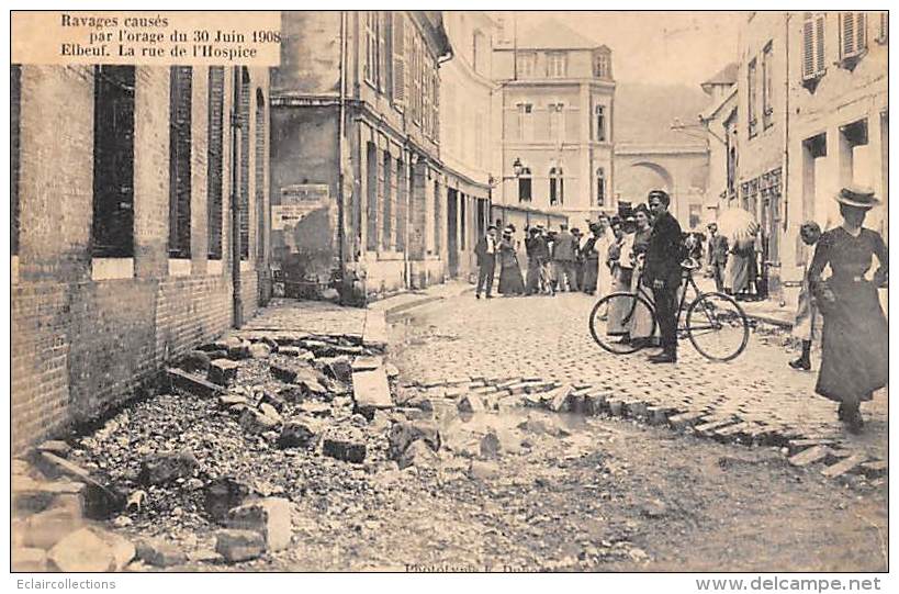 Elbeuf   76   Orage Du  30 Juin 1908   Rue De L'Hospice - Elbeuf