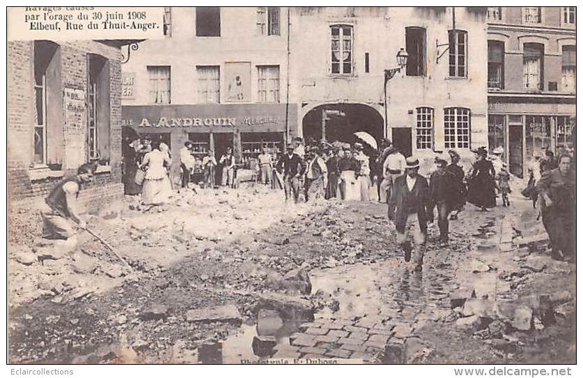 Elbeuf   76   Orage Du  30 Juin 1908   Rue Du Thuit Anger - Elbeuf