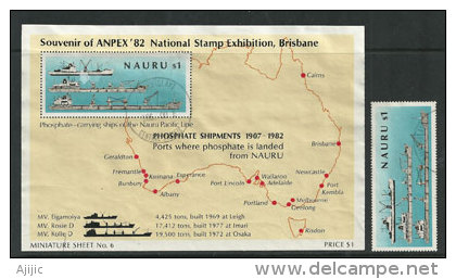 Exploitation Des Mines De Phosphate à L´île Nauru (Central Pacific) & Transport Vers Australie. Un BF + 1 T-p Oblitérés - Nauru