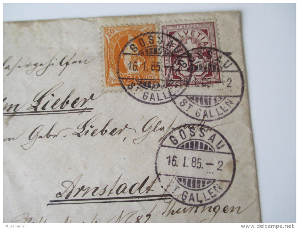 Schweiz 1885 MiF Nach Arnstadt / Thüringen. 4 Stempel - Brieven En Documenten