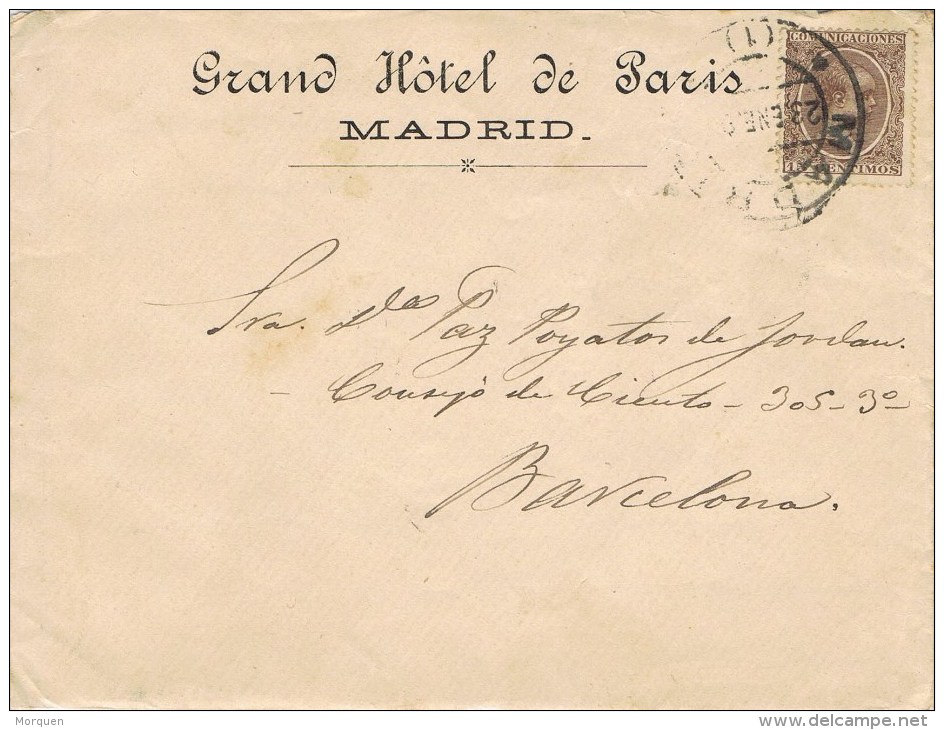 8851. Carta MADRID 1897. Gran Hotel De Paris De Madrid - Cartas & Documentos
