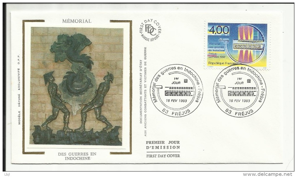 FDC , 1er Jour , 4.00 F , Mémorial Des Guerres En Indochine , FREJUS , 16.02.1993 , N°YT 2791 - 1990-1999