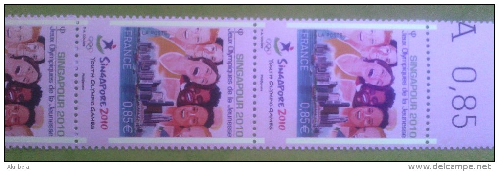 N° 4403a **  Singapour Bande De 6 Vert. Phosp. à Cheval. TTB. - Unused Stamps