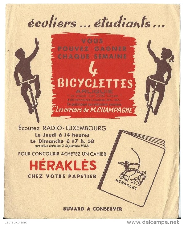 Cahier Heraklés/ Bicyclettes Arliguie/ Radio Luxembourg//vers 1945-1955     BUV147 - Stationeries (flat Articles)