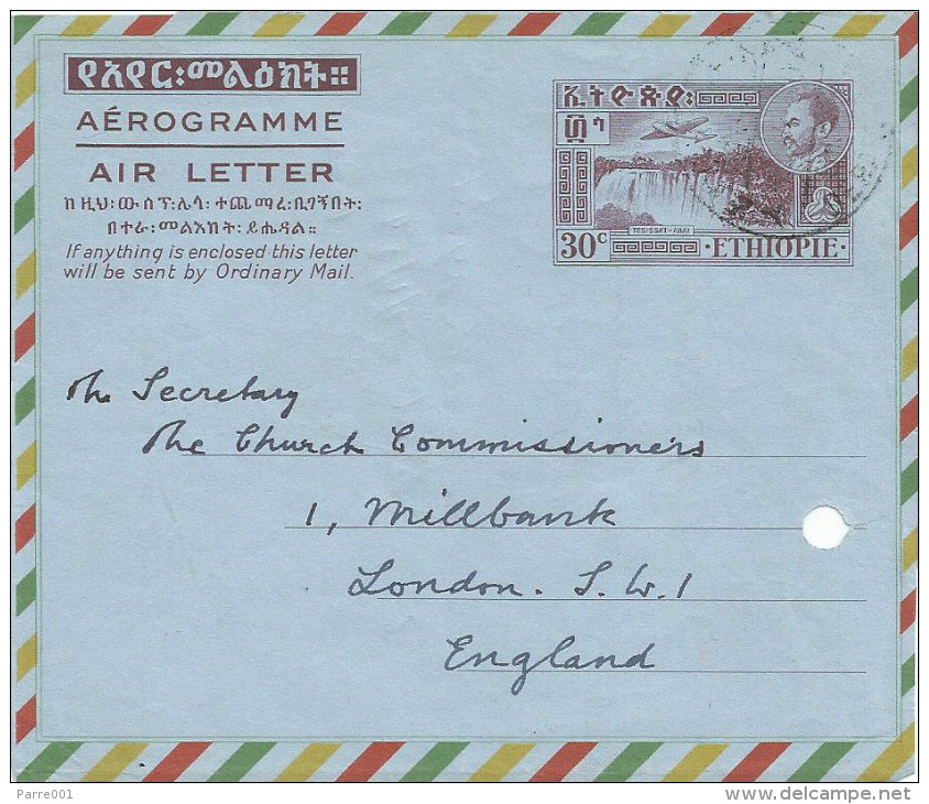 Ethiopia 1959 Addis Abeba 30c Air Letter Aerogramme Front Only - Ethiopia