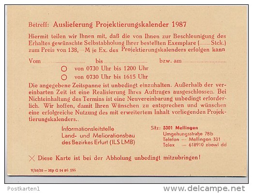 DDR P84-14-86 C153 Postkarte Zudruck STADTVERMESSUNG Mellingen 1987 - Privatpostkarten - Ungebraucht