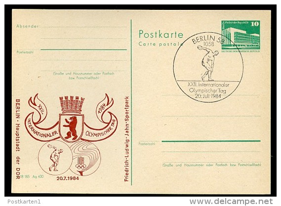 DDR P84-33-84 C85-a Postkarte OLYMPISCHER TAG  Berlin Sost. 1984 - Privatpostkarten - Ungebraucht