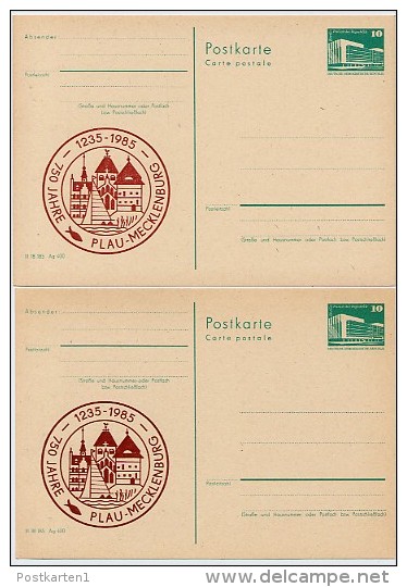 DDR P84-16a-85 C117-a 2 Postkarten Zudruck 750 J. PLAU 1985 - Cartoline Private - Nuovi