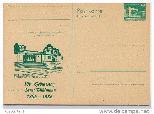 DDR P84-4-86 C137 Postkarte Zudruck DRUCKVERSCHIEBUNG Thälmann Gedenkstätte ZIEGENHALS 1986 - Private Postcards - Mint