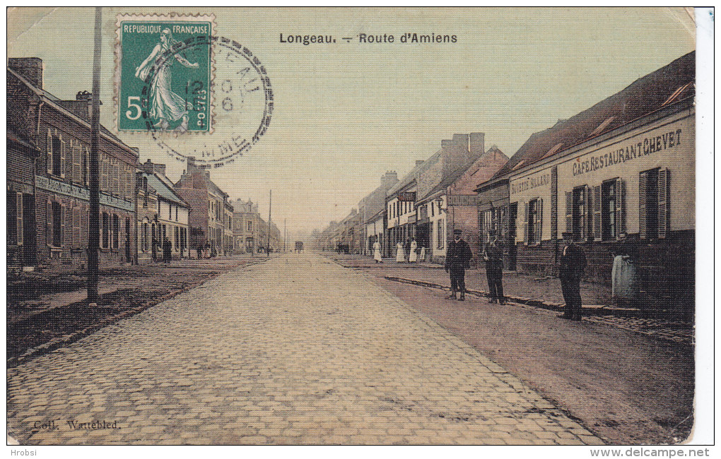 LONGEAU,  Route D'Amiens, Cachet Perlé, Carte Toilée - Longueau