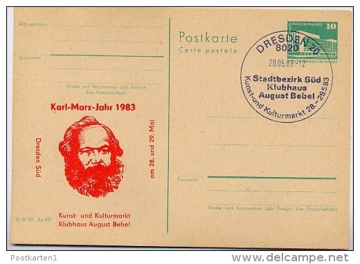 KARL-MARX-JAHR DDR P84-18-83 C26 Postkarte Zudruck DRESDEN Sost. 1983 - Karl Marx