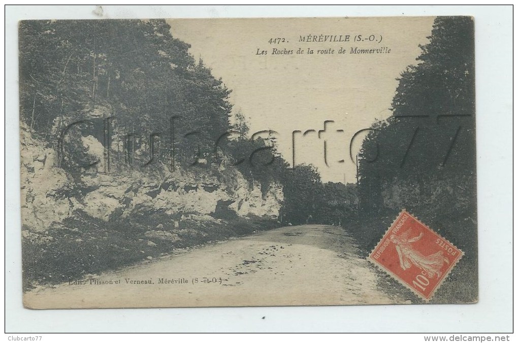 Méréville (Essonne) : La Route De Monnerville Au Niveau Des Roches  En 1916 PF. - Mereville