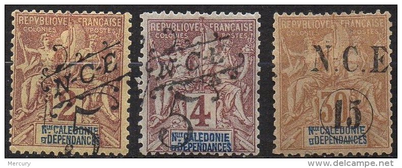 NOUVELLE-CALEDONIE -3 Valeurs Neuves De 1892-93 - Unused Stamps