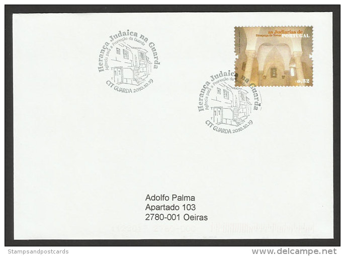 Portugal Quartier Juif De Guarda Lettre Voyagé Cachet Commemoratif 2010 Jewish Quarter Judaica Cover - Jewish