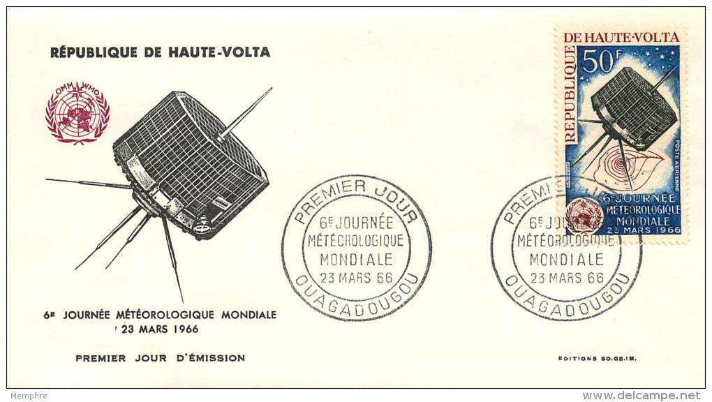 HAUTE-VOLTA  1966- Journée Météorologique Mondiale - Satellite - Poste Aérienne - FDC Non Adressé - Haute-Volta (1958-1984)