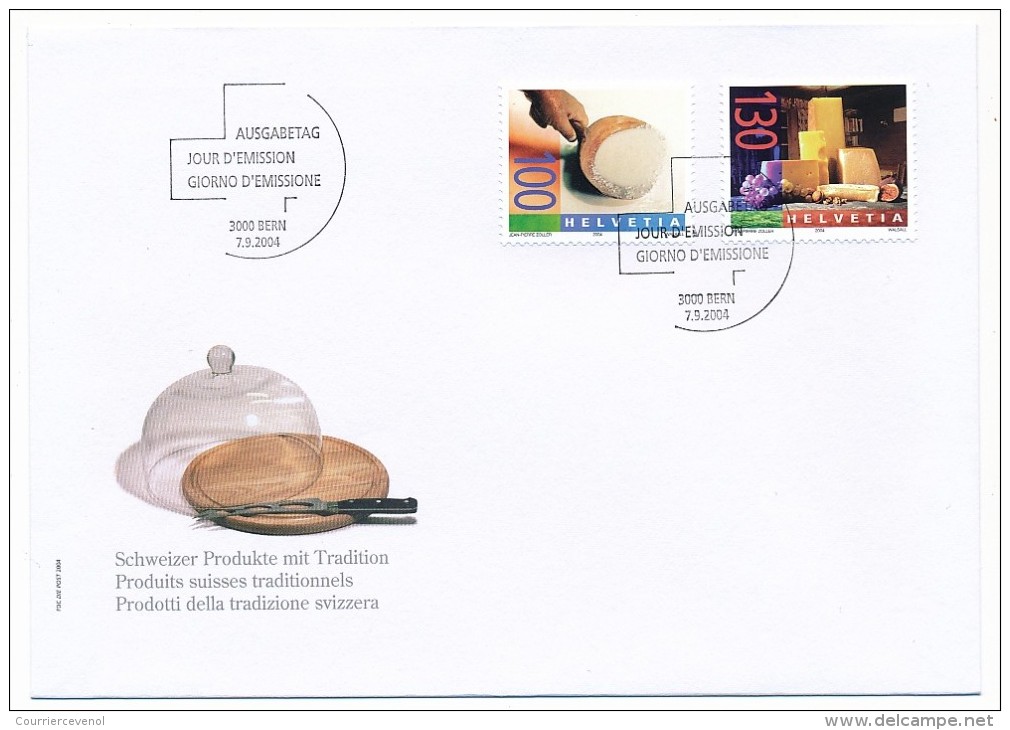 SUISSE - "Produits Suisses Traditionnels (Fromages)" - 3 Enveloppes FDC Isolés + Paire - Premier Jour BERNE 2004 - FDC