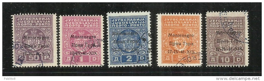 MONTENEGRO 1941 SEGNATASSE TASSE TAXES DUE SERIE COMPLETA USATA COMPLETE SET USED - Montenegro