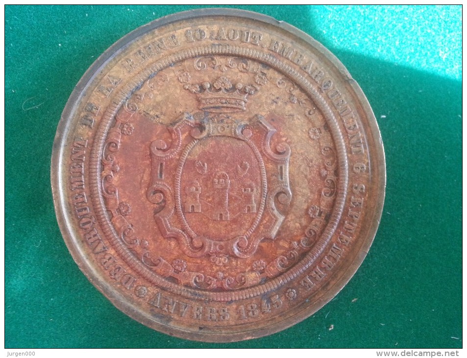 Visite Victoria, Reine D'Angleterre, Anvers 10/8/1845 (Verachter, Dir.Hart), 175 Gram (medailles0077) - Otros & Sin Clasificación