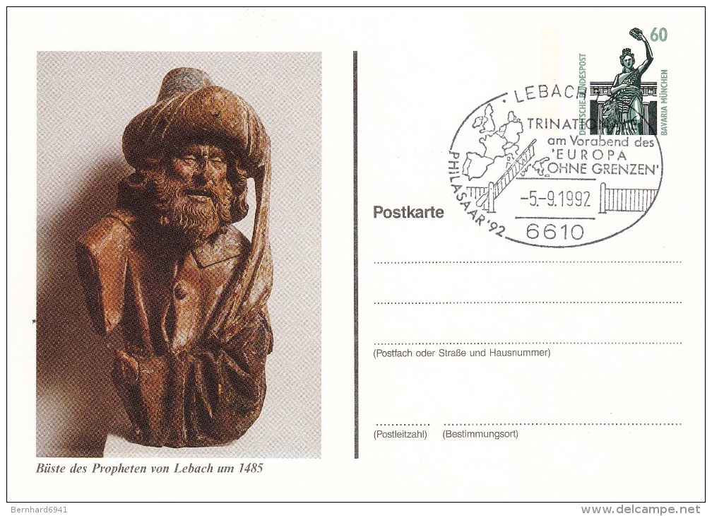 Berliner Katalog PP 152Y B2/14  Büste De Propheten Von Lebach Um 1845, Lebach 1 Trinational - Privatpostkarten - Gebraucht
