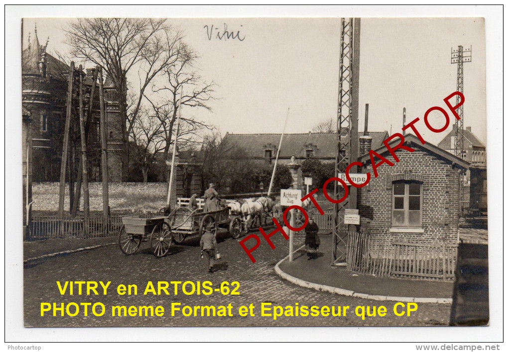 VITRY En ARTOIS-Passage A Niveau-Chateau-Attelage-P Hoto Allemande-Guerre14-18-1WK -Militaria-FRANCE-62- - Vitry En Artois