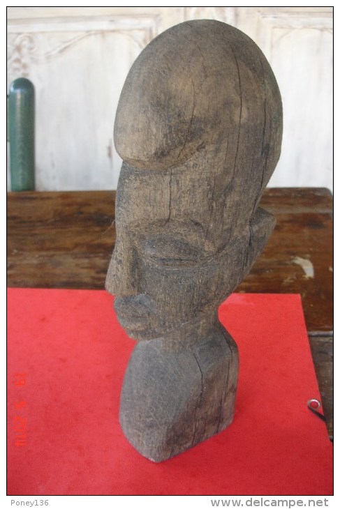 Statuette Tête De Dogon,début XXè Bon état.H:28,5 Cms - Art Africain