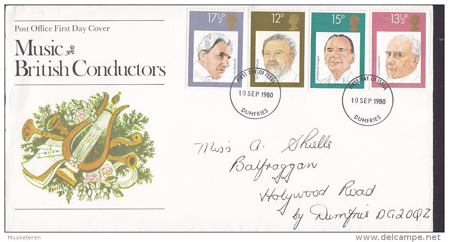 Great Britain Ersttag Brief FDC Cover 1980 Music British Conductors Dirigenten - 1971-1980 Decimale  Uitgaven