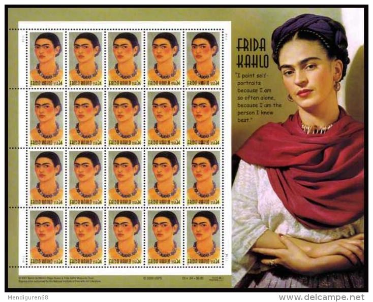 USA 2001 Freda Kahlo  Sheet Of 20  $ 7.40 MNH SC 3509sp YV BF3219  MI B-3461 SG MS3977 - Ganze Bögen