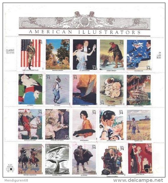 VERINIGTE STAATEN ETATS UNIS USA 2001 M/S ILLUSTRATORS OF 20V USED SC 3502SP YT F3159-3178 MI B-3405-24 SG MS3902-21 - Sheets