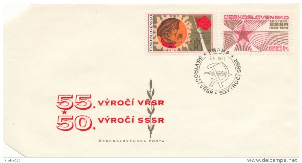 Czechoslovakia / First Day Cover (1972/20) Praha: Anniversary Of Great October Socialist Revolution... (1917) - Guerre Mondiale (Première)