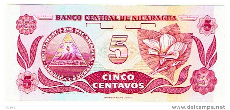 5 Centavos De Cordoba     "NICARAGUA"     UNC    B1 - Nicaragua