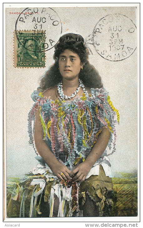 Samoan Beauty  Stamped From Pago Pago 1907 Mint Not Postally Used  Th.  E.L. Serie 1009 - Samoa Americana