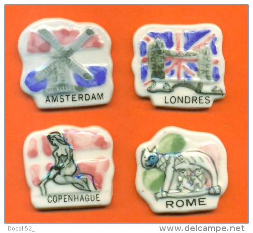 Lot De 4 Feves Porcelaine Sur Les Villes D'europe - Pays